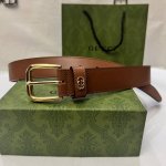 特 Gucci、3.5宽Belt With Interlocking G Detail 时尚腰带 针扣设计 平纹牛皮底