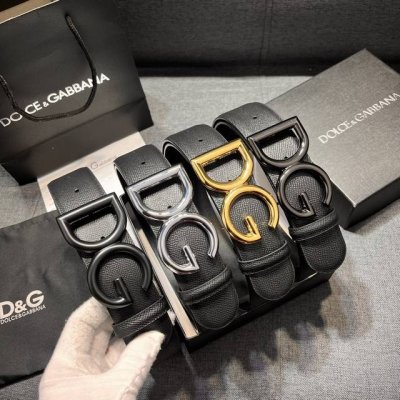 特 DG。 宽4.0cm DOLCE GABBANA杜嘉班纳DG新品DG头牛皮简约百搭男士皮带腰带