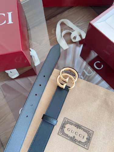 -Gucci 表面头层小牛皮 宽度3.0Cm 专柜新版Logo横标，原版进口南非皮底，精品双G铜扣 高端品质，不惧对比。