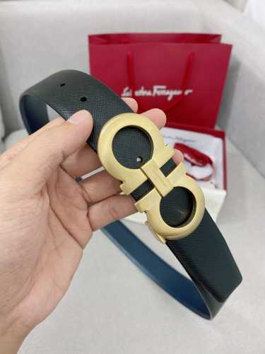 特 Ferragamo 官网同步更新，代购原单腰带，进口头层牛皮搭配真空电镀精品扣支持Nfc防伪验证，时尚百搭，宽度3.5Cm .