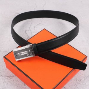 自动扣腰带］Hermes 爱马仕 宽3.5Mm 双面进口头层牛皮制作 搭配经典钢扣 真材实料 时尚经典 做工精致 高端男士皮带 长度可裁剪100 125