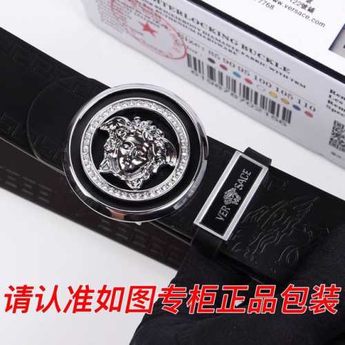 品名：范思哲.Ver…Sace原单 型号：认准如图专柜包装，送打孔器 材料：双面可用，百分百头层牛皮，保证真皮。美人头，24K钢扣，复古做旧工艺