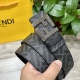 图片包装＋10 Fendi 芬迪 专柜同款 宽4.0Cm 双环正反用腰带 Ff按钉搭扣 黑色Cuoio Romano皮革材质 反面面料带有烟草灰和黑色Ff图案