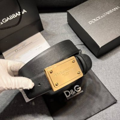 特 DG。 宽4.0cm DOLCE GABBANA杜嘉班纳DG新品DG头牛皮简约百搭男士皮带腰带