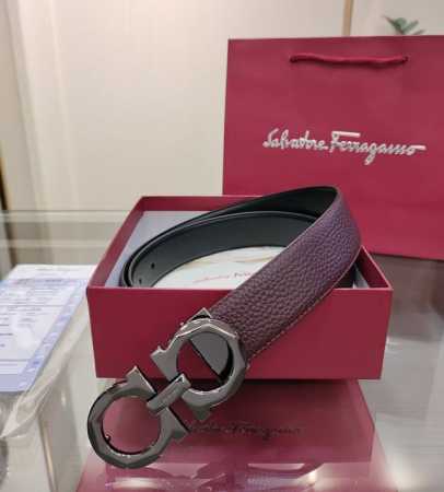 Ferragamo 菲拉格慕 双面进口牛皮，搭配精品铜扣，自行选择搭配，真材实料有质感，时尚经典不失风范 ，长短可自行裁剪 - 点击图像关闭