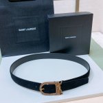 特P200 Saint Laurent 23圣罗兰女士腰带皮带 Cassandre仿鹿绒 铜扣 、原厂精密电渡扣头，意大利原厂皮，宽3.0代购级。