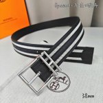 HermèS 爱马仕 新款针扣皮带 原单品质 原版Epsom小牛皮搭配帆布材质 黑色 38Mm宽 配官网亮金 亮银扣 可翻转五金两面可用