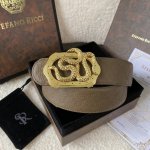 Stefano Ricci 新款原單品質 精品經典鹰头鋼扣 底桥雕刻Logo原版压纹牛皮進口底皮-寬度38毫米