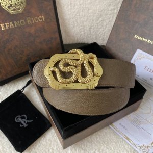 Stefano Ricci 新款原單品質 精品經典鹰头鋼扣 底桥雕刻Logo原版压纹牛皮進口底皮-寬度38毫米