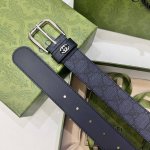 特 Gucci、3.5宽Belt With Interlocking G Detail 时尚腰带 针扣设计 平纹牛皮底