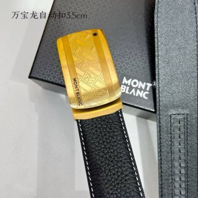 特 品牌： 万宝龙 新款进口小牛皮，手感细腻柔软。搭配纯钢自动精品钢扣，宽度：3.5Cm