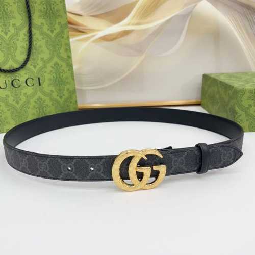 Gucci 3.0 新款Cc压花铜扣，经典防水布料配头层牛皮底，时尚百搭，商务休闲！