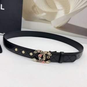3.0Cm香奈儿腰带，双面头层牛皮皮料，长度：.75.80.85.90.95.100欧，彩色五金铜扣原版开模定制庆祝]