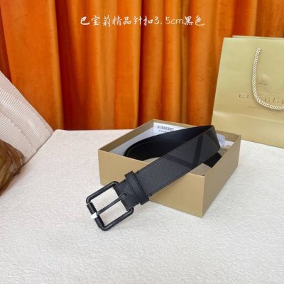 Burberry 巴宝莉专柜同步平滑皮革腰带 搭配精品针扣 装饰品牌经典格纹 宽度:3.5Cm