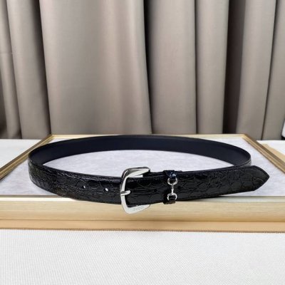 gucci、马衔扣腰带，女士鳄鱼纹，3Cm