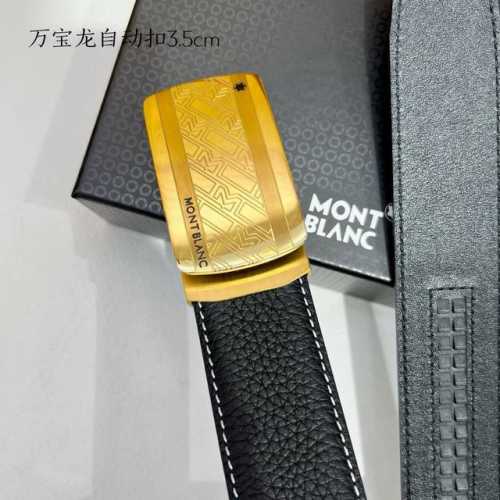 特 品牌： 万宝龙 新款进口小牛皮，手感细腻柔软。搭配纯钢自动精品钢扣，宽度：3.5Cm