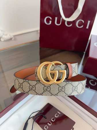 女款古驰腰带 全套包装 绝美Gucci G女式新款腰帶 專櫃同步 寬3.0厘米 帶身帆布拼進口小牛皮 精緻真空電鍍双G型鋼扣 雙面可用 - 点击图像关闭