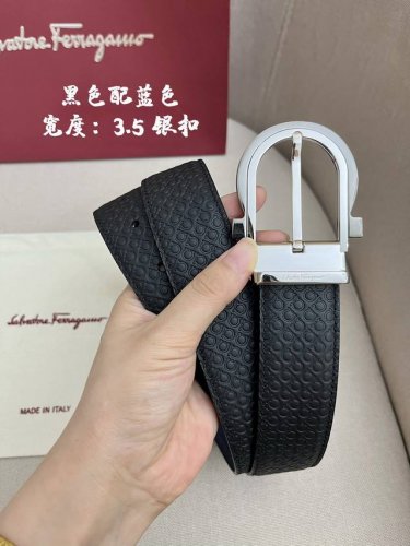 特 Ferragamo菲拉格慕男士专柜对版金属扣，头层牛皮双面外用腰带，商务通勤休闲场合均适合佩戴。3.5Cm