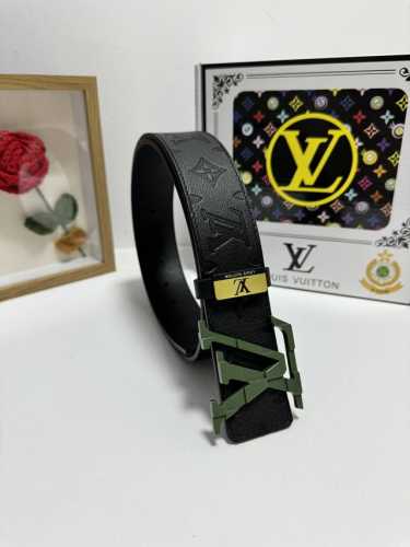品名：Lv..路易..威登 材质：原单牛皮腰带 百分百头层牛皮腰带保证真皮，24K纯钢扣，专柜原单品质、做工精细，时尚大牌，送人自用首选 包装： 请认准如图专柜