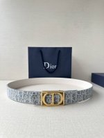 宽度3.5Cm Dior 受到标志性的同名手袋的启发 Montaigne腰带提供可翻转的版本 这要归功于其旋转机制 一侧采用天然光滑的小牛皮制成
