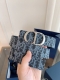 Dior 迪奥 加强版法国原厂皮料，Oblique浅蓝布 黑色牛皮 品质毋庸置疑 没有更好 只有最好 尺寸3.5厘米