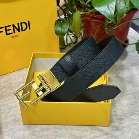 Fendl芬迪宽35Mm 原单双面头层牛皮制作 搭配原单纯铜尾夹旋转扣五金 奢华优雅 商务休闲百搭款 顶级做工 高清实拍 品质保证 - 点击图像关闭