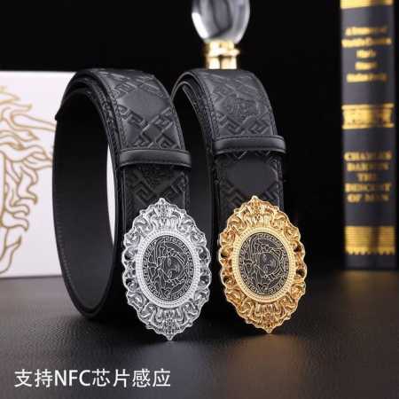 特 范思哲秘原单高档品质专柜官网同步支持NFC感应宽度3.8精美钢扣头意大利双面进口头层小牛皮原版花纹手感极佳 上身郊果棒男士最爱商务休闲两用长度100一125 - 点击图像关闭