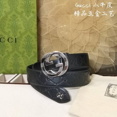 Gucci.古驰 全套包装 3.8Cm进口小牛皮压花, 专柜正品1:1完美复刻. 原版牛皮底, 采用热压印技术的gucci Signature皮革精制而成，触感