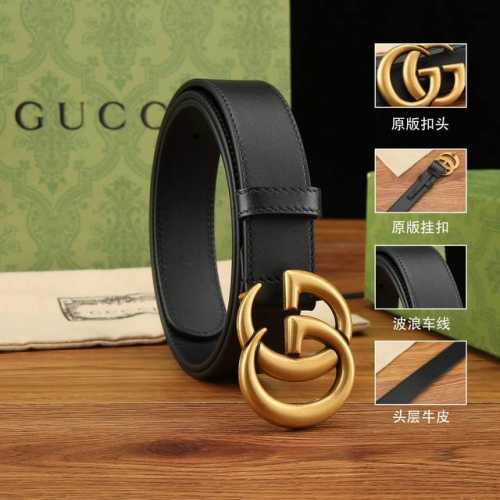 特 Gucci.古驰 全套包装 女款腰带 宽度2.03.0 两种宽度可供选择 经典爆款腰带，跑量款式，搭配复古铜扣