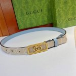 Gucci 古奇官网新款，双面原厂小牛皮搭配互扣式双g精品纯铜五金腰带，专柜规格 2.0Cm