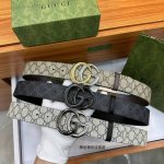 特 顶级原单复刻，配送专柜全套礼盒包装。Gucci.古奇，尺寸：4.0Cm，带身釆用防水面料彩印啡色大g标志与啡色野猪纹真皮完美搭配，全新双色gg互扣式铜金属扣