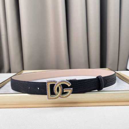D&G 腰带新款 精工铜制五金扣 原版蜥蜴纹牛皮 手感超级细腻 宽度3.0Cm - 点击图像关闭