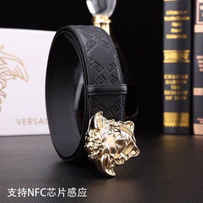 特P190 范思哲秘原单高档品质专柜官网同步支持Nfc感应宽度3.8精美钢扣头意大利双面进口头层小牛皮原版花纹手感极佳 上身郊果棒男士最爱商务休闲两用长度100