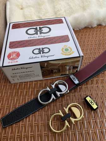 品名：菲拉格幕 原单皮带 材质：原单牛皮腰带 百分百头层牛皮腰带保证真皮，24K纯钢扣，专柜原单品质、做工精细，时尚大牌，送人自用首选 包装： 请认准如图专柜包 - 点击图像关闭