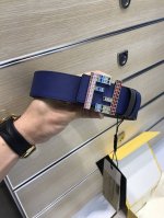 配送专柜包装 打孔针 特批 新款 Fd 宽38Mm 支持Nfc 芯片扫描，标志造型 皮带，原版亚克力彩色方钻扣，进口原版十字纹配小牛皮，高端大气，镀金表面金属制