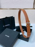 Chanel 24C 水钻粉 红 兰 青 黄彩色金属 Logo搭扣 黄铜金属进口胎牛皮平纹带身 手感柔软 细腻 3.0Cm