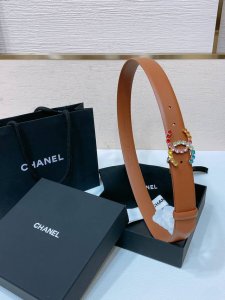 Chanel 24C 水钻粉 红 兰 青 黄彩色金属 Logo搭扣 黄铜金属进口胎牛皮平纹带身 手感柔软 细腻 3.0Cm