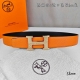 HermèS爱马仕 双头尖 双面原版 原单品质 进口头层牛皮 橙色荔枝纹搭配黑色平纹 寸半38Mm 配优质纯钢H 花纹金 银扣