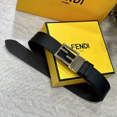 Fendl 芬迪 宽38Mm 男士休闲皮带 双面头层小牛皮制作 搭配Ff尾夹旋转扣 经典百搭款 高清实拍 双面可用 品质保证