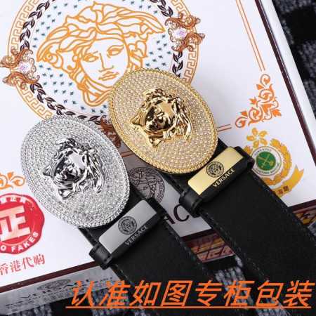 男士腰带：范思哲··原单· 男士皮带：百分百头层牛皮，保证真皮。24K纯钢扣双面可用专柜同等质量， 送人自用首选 包装： 请认准如图专柜包装，赠 - 点击图像关闭