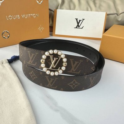 原版包裝 L0Uis Vuitt0N 今季新品 原單腰帶 寬度35毫米 經典防水帆布面料進口小荔枝紋做底 搭配圆形镶嵌珍珠装饰扣五金 可雙面使用佩戴