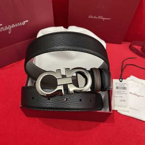 Ferragamo 菲拉格慕 支持Nxp芯片扫码 双面意大利进口原廠荔枝纹 非市面普通版本 精致镀鈀效果搭扣 寬度35毫米 該皮帶可調節 且能根據需要裁剪達到修