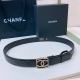 特 C Hanel 24S Cc 水钻 Logo字母搭扣 黄铜金属小牛皮腰带 手感柔软 细腻 3.0Cm