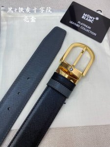 特 Montblanc万宝龙 宽3.5Cm 采用头层牛皮 精品针式扣头 自由裁剪商务休闲皮带