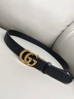 特 Gucci Signature 官網更新3.0寬度 熱壓款 雙G扣印花纹理坚实 進口小牛皮面皮