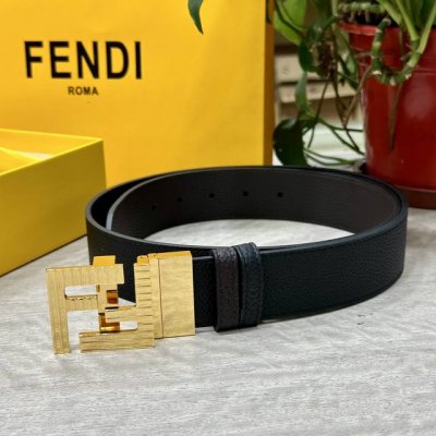 Fendl 芬迪 宽38Mm 男士休闲皮带 双面头层小牛皮制作 搭配Ff尾夹旋转扣 经典百搭款 高清实拍 双面可用 品质保证