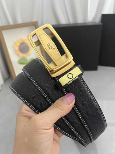 品名：万宝龙 Montblanc 自动带 材质：原单牛皮腰带 百分百头层牛皮腰带保证真皮，24K纯钢扣，专柜原单品质、做工精细，时尚大牌，送人自用首选 包装：