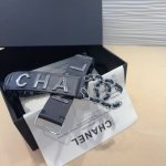 香奈儿 黄铜Logo扣 小牛皮 银色金属 3.0Cm精品 弹力十足 百搭 优雅.65一85码