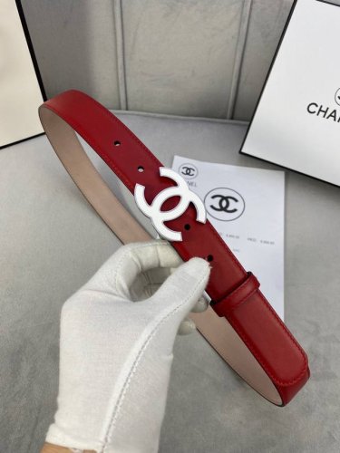 宽度3.0Cm Chanel 香奈儿 女士经典款腰带皮带新款光滑内衬磨砂牛皮银色 精品磨胶钢扣