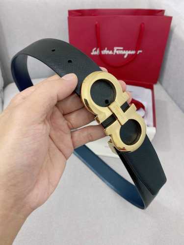 特 Ferragamo 官网同步更新，代购原单腰带，进口头层牛皮搭配真空电镀精品扣支持Nfc防伪验证，时尚百搭，宽度3.5Cm .